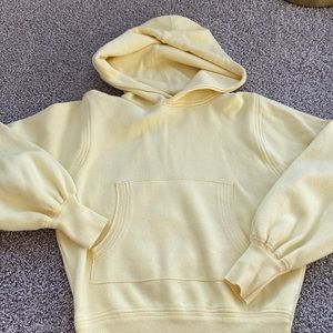 Balloon sleeve yellow sweater hoodie